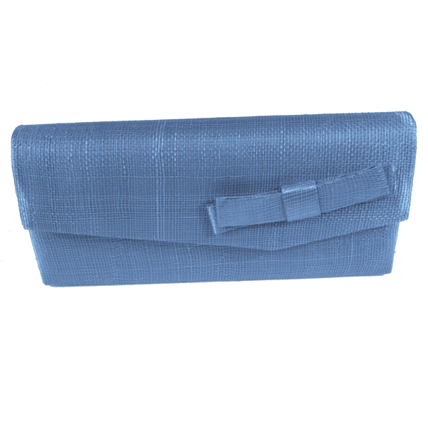 Sac Pochette Mariage Noeud Sinamay Bleu Ciel NEUF