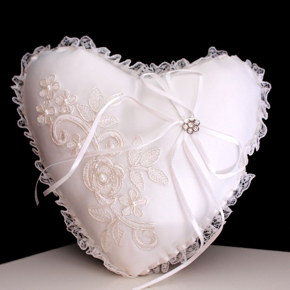 Coussin Pour Alliances Lovely Bud - Ivoire 15x15 Cm - Cérémonie De Mariage - MaoMiMi