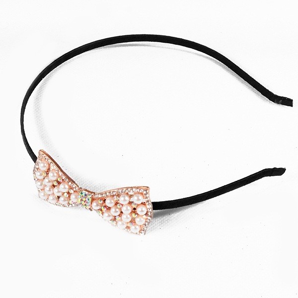 Serretête Mariage Noeud Papillon Perles (Rose, Noir) Serretête Mariage Noeud Papillon Perles (Rose, Noir)