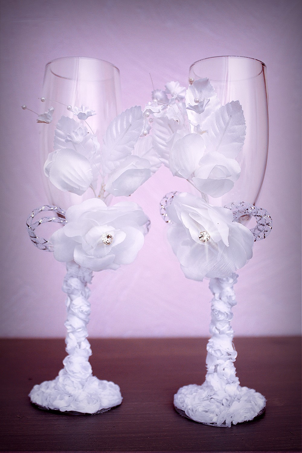 Flute Coupe Champagne Mariage Fleur Perle Noeud Scintillant