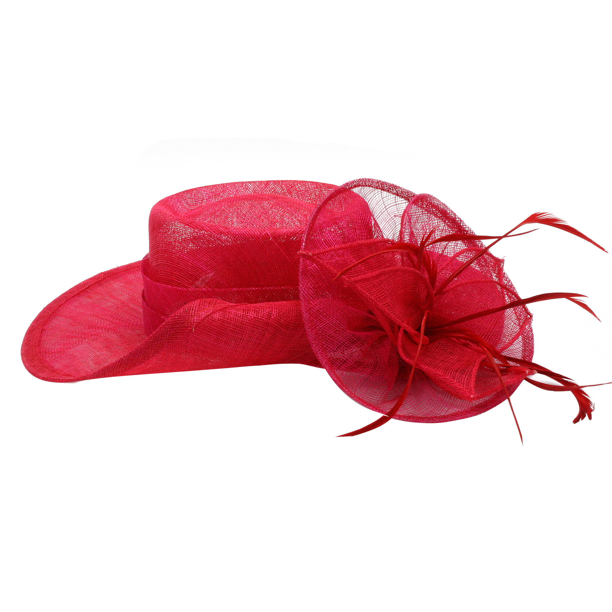 Gaze chapeau tête clip fleur plume rouge bleu marine noir crème rose mariage occasion 