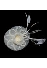 Pince Broche Fleur Tulle Plumes Mariage Ivoire