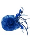 Pince Broche Fleur Tulle Plumes Mariage Bleu