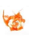 Broche Chouchou Mariage Fleur Tissu Strass Orange