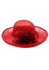 Chapeau Mariage Capeline Jolie Fleur Plume Rouge