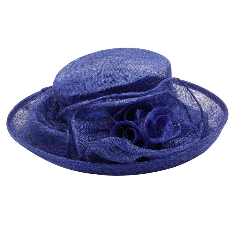 Chapeau Fleur Trompette Mariage Bleu Roy