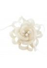 Pince Broche Mariage Fleur Plumes Ruban Rond Perles Ivoire