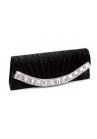 Pochette Mariage Satin Lisere Strass Noir