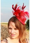 Mini Chapeau Mariage Bibi Plumes Rouge