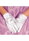 Gants Enfant de Cérémonie Mariage Satin Blanc Noeud