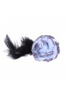 Pince Mariage Fleur Tissu Dentelle Scintillant Plumes Gris