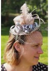 Mini Chapeau Mariage Serre Tête Bibi Gris 