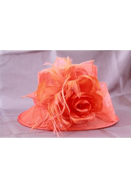 Chapeau Haut de Forme Chapelier Mariage Noeud Fleur Orange