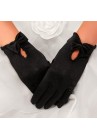 Gants Satin Noeuds Perles Courts Noir