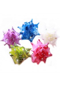 Pince Mariage Fleur Tissu Strass Scintillant (Rose, Bleu, Violet, Blanc, Vert)
