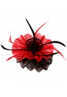 Pince Broche Mariage Fleur Lotus 2 Rouge et Noire