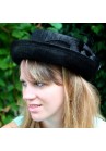 Petit Chapeau Mariage Fleur Plumes Noir