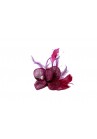 Pince Broche Fleur Bouton Plumes Sinamay Mariage Violet