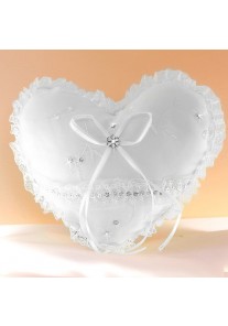 Coussin Mariage Porte Alliances Coeur Strass (Ivoire, Blanc)