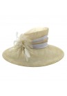 Chapeau Mariage Ceremonie Sisal Plume Ivoire