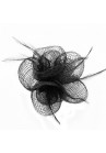 Pince Broche Mariage Petales Fleur Plumes Noir