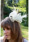 Chapeau Fleur Bibi Peigne Mariage Plumes Sinamay Ivoire