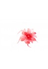 Broche Elastique Mariage Fleur Plumes Scintillants Rose Corail