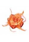 Broche Elastique Mariage Fleur Tissu Scintillante Paillette Orange