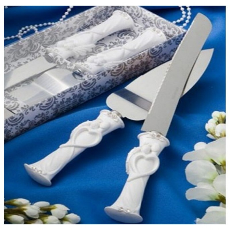 Couverts Gâteaux Mariage Coeur Personnage Strass