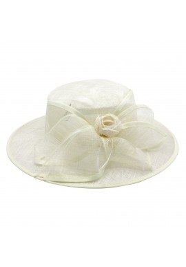 Chapeau Fleur Bouton Plume Mariage Ivoire