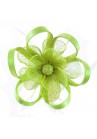 Pince Broche Mariage Fleur Plumes Bouton Ruban Vert Pomme