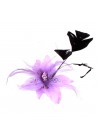 Pince Broche Ceremonie Soirée Mariage Fleur Plumes Strass Violet Lilas