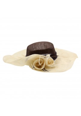 Chapeau Capeline Fleur Trompette Mariage Marron