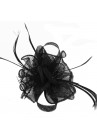 Pince Broche Mariage Ondulée Sisal Perlées Plumes Noir