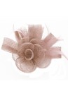 Pince Broche Grande Fleur Plumes Sinamay Mariage Violet Parme