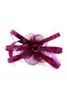 Pince Broche Mariage Fleur Sisal Plumes Ruban Satiné Violet