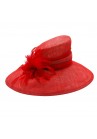 Chapeau Mariage Ceremonie Sisal Plume Rouge