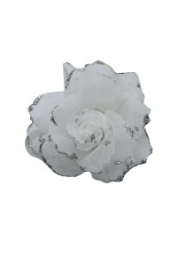 Broche Chouchou Mariage Fleur Tissu Scintillant Blanc