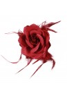 Pince Cheveux Crabe Mariage Plumes Scintillant  Rouge Bordeau