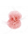 Pince Broche Mariage Double Fleur Plumes Rose Pal