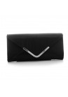 Pochette Mariage Satin Bicolore Oeil De Paon Noir