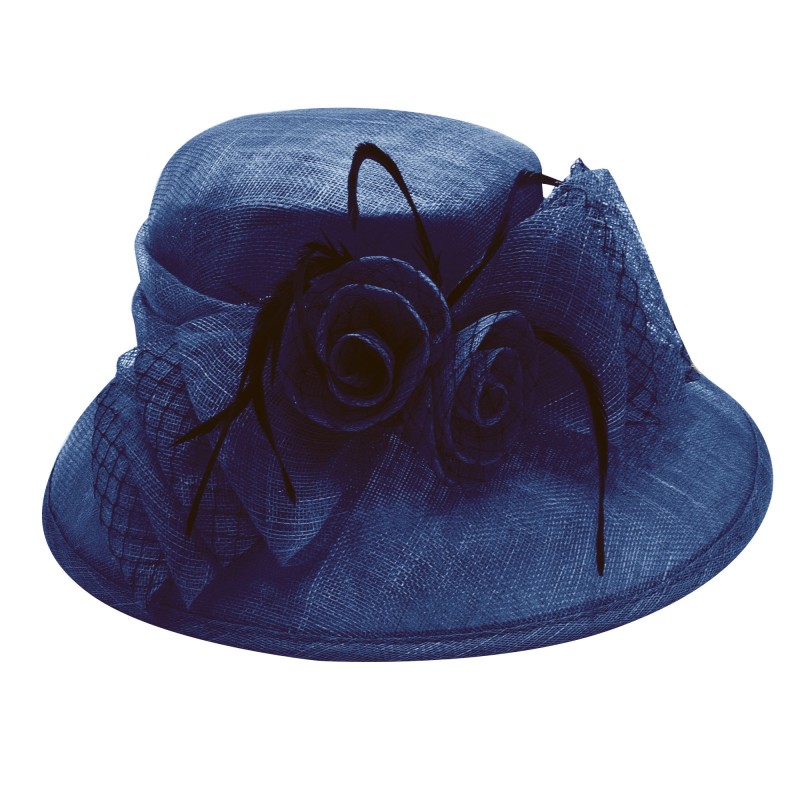 Chapeau Mariage Sisal Double Noeud Fleur Plume (Gris ...