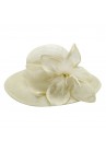 Chapeau Mariage Capeline Noeud Plume Fleur Lys Ivoire