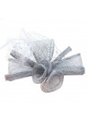 Pince Broche Mariage Voilette Sisal Perlées Plumes Gris