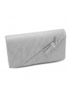 Sac Pochette Mariage Ruban Noeud Sinamay  Gris