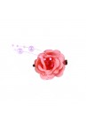 Pince Mariage Fleur Tissu Perlés Rose Corail