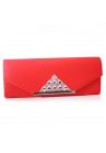 Pochette Mariage Satin Triangle Strass Rouge