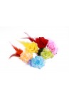 Pince Mariage Fleur Plumes Tissu Scintillant (Bleu, Rose, Rouge, Jaune, Orange, Vert)