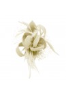 Pince Broche Mariage Fleur Plumes Etoile Voilette Ivoire