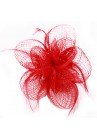 Pince Broche Mariage Petales Fleur Plumes Rouge